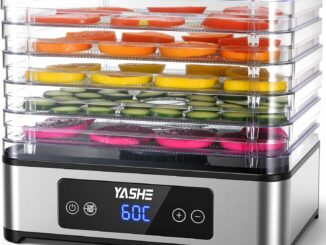 YASHE Deshidratador de Alimentos, 5 Bandejas de Acero Inoxidable, Temporizador y Temperatura