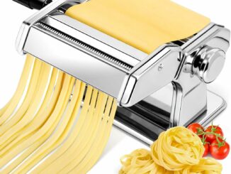 YASHE Máquina de Pasta, Manual Pasta Maker, 7 Grosor Ajustable, 2 Cortador de Masa de Ancho, Acero