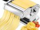 YASHE Máquina de Pasta, Manual Pasta Maker, 7 Grosor Ajustable, 2 Cortador de Masa de Ancho, Acero