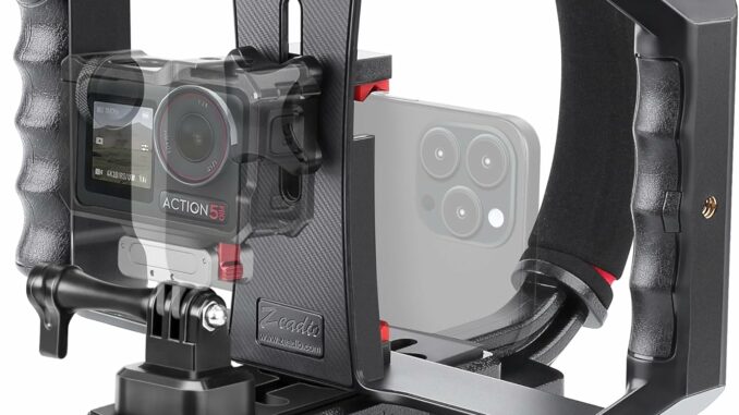 Zeadio Estabilizador portátil de vídeo para cámara de acción con Soporte de vídeo para Smartphone