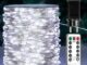 ZELUXDOT Luces de hadas blancas frías de 30m de largo, luces LED de cadena con alambre plateado,