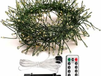 ZELUXDOT Luces de petardo enchufables, 6m 200 LED, alambre verde, cadena de luces de cobre, luces